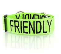 FRIENDLY (Known as Friendly to all) Green Colour Coded Wide L-XXL Semi-Check Dog Collar PREVENTS Accidents By Warning Others Of Your Dog In Advance