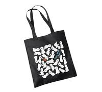 Friendly little ghost pattern doodle Tote Bag, Large Cotton Canvas Shoulder Bag for Women & Men, Foldable, Washable, Ideal for Books, Groceries, Work, Gym, Travel, Office, School & Daily Use