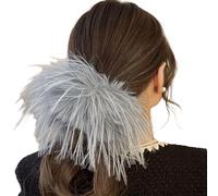 Friendly Oversized Feathered Hair Bands Practical Elastic Ties with Natural Texture for Different Occasion Fashionable Feather Wrap