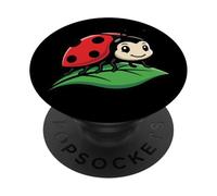 Friendly Red Ladybug on Green Leaf Garden Insect PopSockets Adhesive PopGrip