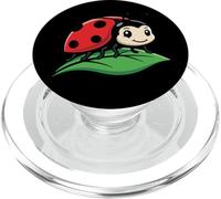 Friendly Red Ladybug on Green Leaf Garden Insect PopSockets PopGrip for MagSafe