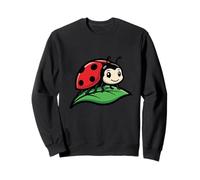 Friendly Red Ladybug on Green Leaf Garden Insect Sweatshirt