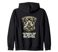 Friendly Rottweiler Dog Smoking Cigar Wife Quote Zip Hoodie