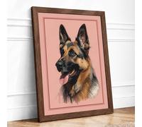 Friendly Shepherd Modern Framed Wall Art Print A1 (84.1×59.4cm) Walnut, Wall Decor for Living Room, Bedroom, Office & Home, Ready to Hang, Art Gift