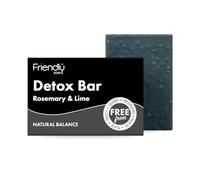 Friendly Soap - Detox Bar with Activated Charcoal, Rosemary & Lime (95g), Absorb Toxins, Cleansing, Plant-Based, Cruelty-Free, Made By Hand, No Preservatives or Sulphates, Sustainable