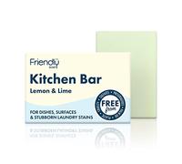 Friendly Soap - Lemon & Lime Kitchen Bar (95g), For Dishes, Surfaces & Stubborn Laundry Stains, Cruelty Free, No Palm Oil, No Preservatives, No Sulphates, Handmade in the UK, Vegan