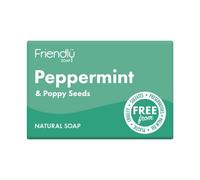 Friendly Soap - Exfoliating Peppermint & Poppyseeds (95g), Plant-Based, Cruelty-Free, Made By Hand, No Preservatives or Sulphates, Sustainable
