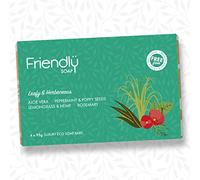 Friendly Soap - Natural Soap Selection, Leafy & Herbaceous (4 x 95g), Aloe Vera, Peppermint & Poppy Seeds, Lemongrass, Rosemary, Cruelty Free, No Palm Oil, No Preservatives, No Sulphates