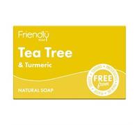 Friendly Soap - Silky Smooth Tea Tree & Turmeric (95g), Plant-Based, Cruelty-Free, Made By Hand, No Preservatives or Sulphates, Sustainable