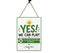 - Friendly Visual Cue Fun Decorative, Yes No We Can Play Front | For Kids Nap Home Homework Playdate Indoor Outdoor Garden Grass