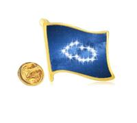 Friendly Warm Beautiful Lucky Stars Golden Metal Flag Lapel Pin Badge
