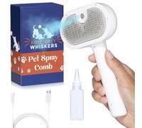 Friendly Whiskers Cat Steam Brush, Dog Brush for Shedding. Use on Long & Short Haired Pets. Steam Brush for Dogs. Pet Hair Removal Tool Simple and easy. Self-Cleaning Pet Comb with Water Tank