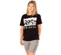 Friends Adult Short Sleeve Cycling Short Pyjama Set (Black) Black S