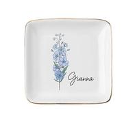 Friends are Flowers That Never Fade, Personalized Birth Month Jewelry Dish, Custom Ceramic Trinket Tray Ring with Names and Floral, Wedding, Anniversary, Birthday Gifts for Bestie, Friends