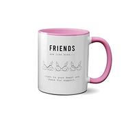 Friends are Like Bras Mug - Funny Joke Novelty Gift Idea Tea Coffee Novelty Heavy Duty Handle Dino Coated Dishwasher/Microwave Safe Sublimation Ceramic (Pink Handle)