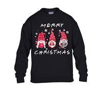 Friends Christmas Mens Sweatshirt Xmas Boys Pullover Party Christmas Jumper Funny Gnomes Novelty Unisex Gift Girls Kids Sweat Top Printed Design Black - X-Large