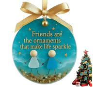 Friends Christmas Ornaments,Friendship Sea Glass Pendant - Friend Christmas Tree Charm Decorations,for Thanksgiving Birthday Party Holiday Porch Winter College Sister Partners