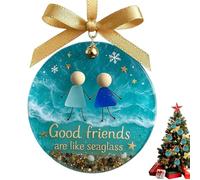 Friends Christmas Ornaments,Friendship Sea Glass Pendant - Friend Christmas Tree Charm Decorations,for Thanksgiving Birthday Party Holiday Porch Winter College Sister Partners
