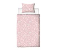 Friends Coffee Reversible Duvet Set In Pale Pink Pale Pink Single
