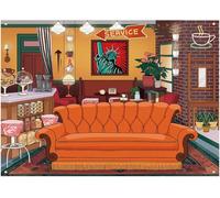 Friends Coffeehouse Backdrop 7 x 5 FT, 80s 90s Friends Theme Birthday Decorations, The One Where We Celebrate Photography Background, Happy Friends Party Decorations for TV Show Fans