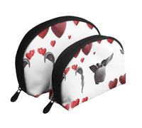 Friends dancing happily Moon Cosmetic Bag, Travel Makeup Pouch, Portable Waterproof Cosmetic Pouch for Girls Women., Love Is Floating, One Size