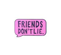 Friends Don’t Lie Brooch Pins Pink Speech Bubble Badge for Students, Blouse Pins Alloy Lapel Pin Quote Design Creative Accessories for School Uniforms, Backpacks, Jackets, and Casual Outfits