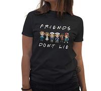 Friends Don't Lie Characters Anime Women's Black T-Shirt Size S