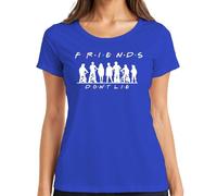 Friends Don't Lie Stranger Kids Bikes 80s Retro Hawkins Elf Women's T-Shirt, blue, L