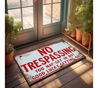 Friends Door Mat Rusty 'No Trespassing' Sign With Warning Message Doormat Door Mats For Outside Entry Large Door Mats Outdoo(40X60CM)