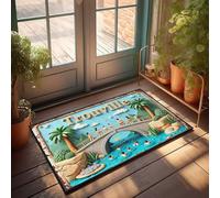 Friends Door Mat Trouville: A Tropical Paradise With Swimmers And Palm Trees Doormat Door Mats For Outside Entry Large Door Mats Outdoo(40X60CM)