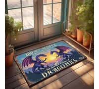 Friends Door Mat Two Purple Dragons Facing Each Other With Warning Text Doormat Door Mats For Outside Entry Large Door Mats Outdoo(40X60CM)