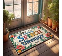 Friends Door Mat Welcome To Speech Therapy: A Colorful Floral Welcome Sign Doormat Door Mats For Outside Entry Large Door Mats Outdoo(50X80CM)