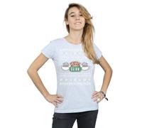 Friends Fair Isle Central Perk Cotton T-Shirt In Grey Grey
