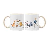 Friends Following The Leader Winnie Christopher Coffee Tea Mug - Cute World Book Day Reading is Power Kids Novel Book Piglet Yellow Bear Hunny Adorable Design Gift Present (White Handle)