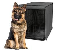 Friends Forever Metal Dog Crate Cover 48 inch w/Light Blocking Protective Curtain, Dog Cage Cover w/Roller Shades, Machine Washable, Trucker Black