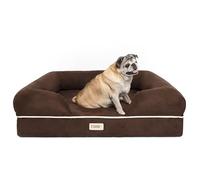 Friends Forever Orthopedic Dog Bed Lounge Sofa Removable Cover 100% Suede 4" Mattress Memory-Foam Premium Prestige Edition 36" x 28" x 9" Large Cocoa Brown