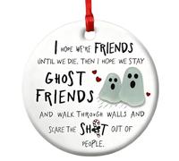 Friends Forever Sea Glass Ornament, Lightweight, 8cm, Friendship Christmas Ornament, Round Festive Charm, Easy To Ha Ng, Ideal As A Keepsake Gift
