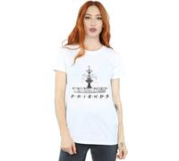 Friends Fountain Sketch Cotton Boyfriend T-Shirt In White White XXL