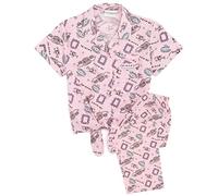 FRIENDS Girls Pyjama Set | Kids Pink All Over Print Loungewear T-Shirt & Pants PJ Bundle | Long Sleeve Tee Long Leg Bottoms Pajama | Sitcom Series Cosy Nightwear Merchandise Gift for Children