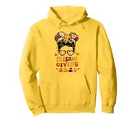 Friends Giving 2025 Thanksgiving Friendsgiving Messy Bun Pullover Hoodie