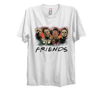 Friends Halloween Unisex T Shirt Horror Movies Scary Killers Squad Graphic Tees (UK, Alpha, L, Regular, Regular, White)