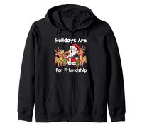 Friends Holidays Are For Friendship Santa Reindeer Fun Zip Hoodie