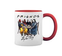Friends Horror Movies by Stephen King White Coffee Mug with Red Rim & Handle