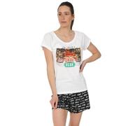 FRIENDS Ladies Central Perk Short Pyjamas Cafe TV Show Womens PJs Black White (14-16)