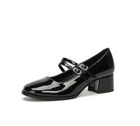 Friends Like These Black Wide Fit Low Block Heel Double Strap Mary Jane Court Shoes(Black,Numeric_5_Point_5)