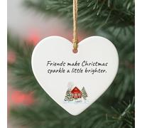 Friends Make Christmas Sparkle - Acrylic Heart Gift for Best Friend, Festive Holiday Ornament Keepsake Decoration for Friendship