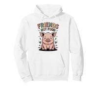 Friends Not Food, Cute Happy Pig, Vegan Activist Pullover Hoodie