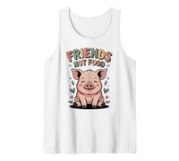 Friends Not Food, Cute Happy Pig, Vegan Activist Tank Top