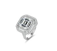 Friends Rings, Cute Engagement Ring Luxury 5ct Square Moissanite Silver 18K White Gold Size R 1/2