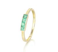 Friends Rings, Yellow Gold Ring Real 18K with Green Square Shape Emerald Size J 1/2